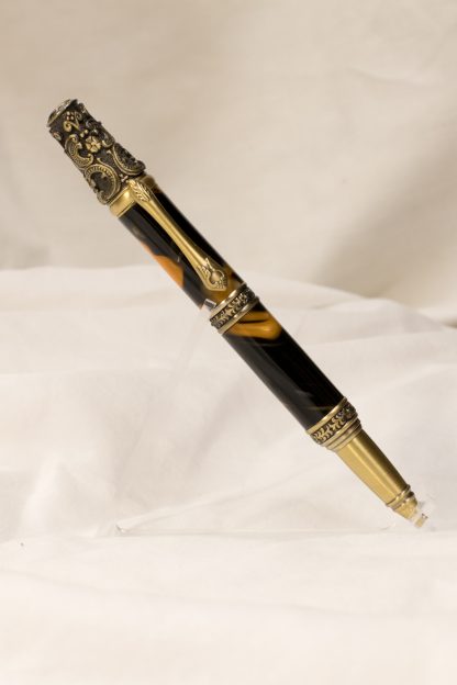 Pen: Bronze Victorian with Orange and Black Acrylic